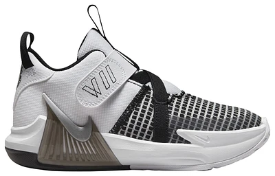 Nike Boys Lebron James Nike Witness VII - Boys' Preschool Basketball Shoes White/Black/Metallic Silver Size 11.0