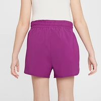 Nike Girls Nike Dri-FIT One Woven HR Shorts - Girls' Grade School Purple/Purple Size M