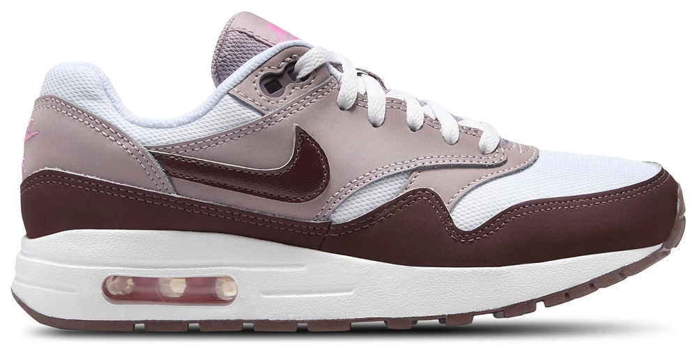 Nike Girls Nike Air Max 1 - Girls' Grade School Shoes White/Burgundy/Mauve Size 01.0