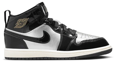 Jordan Boys AJ 1 Mid SE Uni - Boys' Preschool Shoes Black/Silver/Gold