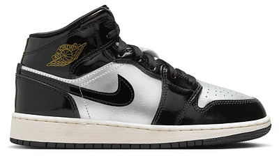 Jordan Boys AJ 1 Mid SE Uni - Boys' Grade School Shoes Black/Silver/Gold