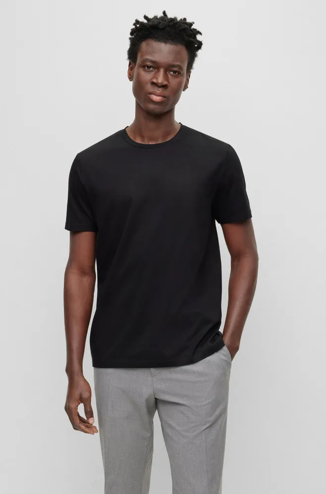 Slim-fit long-sleeved polo shirt mercerized cotton