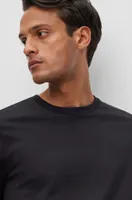 Regular-fit T-shirt cotton jersey with ribbed collar