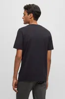Regular-fit T-shirt cotton jersey with ribbed collar