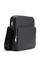 Reporter bag in grained Italian leather with embossed logo