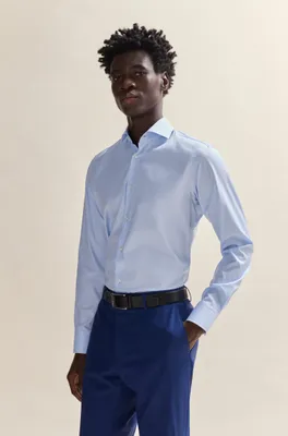 Regular-fit shirt striped cotton twill