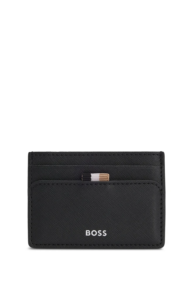 Structured money-clip card holder with logo detail