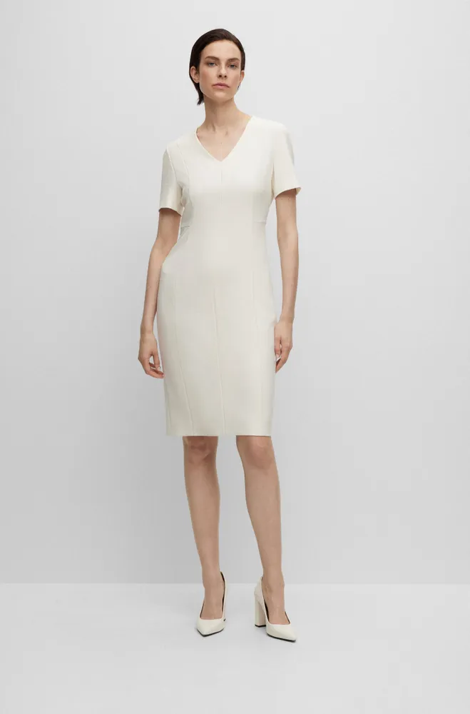 V-neck dress stretch fabric