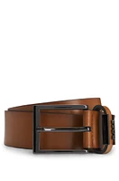 Italian-leather belt with logo keeper