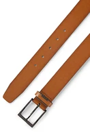 Italian-leather belt with logo keeper