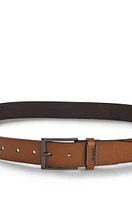 Italian-leather belt with logo keeper