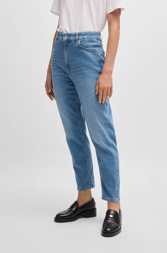 High-waisted cropped jeans blue comfort-stretch denim