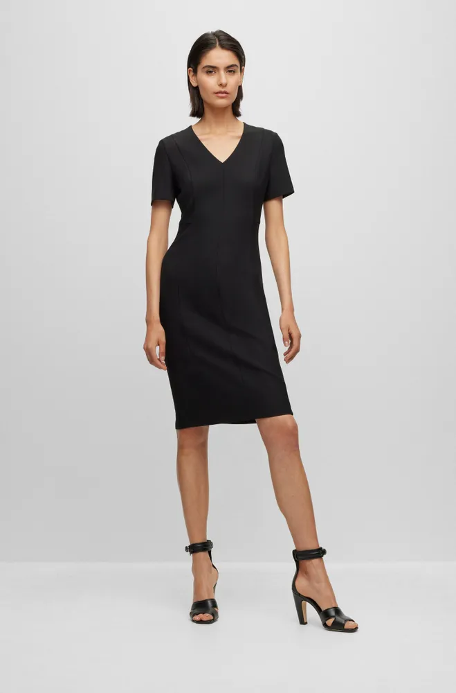 V-neck dress stretch fabric