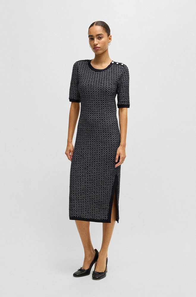 Structured-stripe dress stretch-cotton jersey