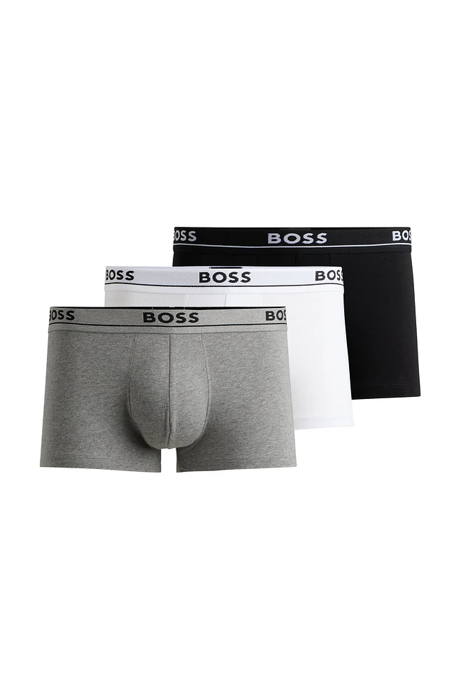 Three-pack of stretch-cotton trunks with logo waistbands
