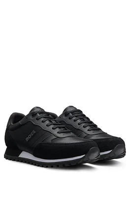 Running-inspired trainers with faux-leather trims