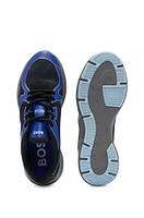 Mixed-material trainers with rubberized faux leather