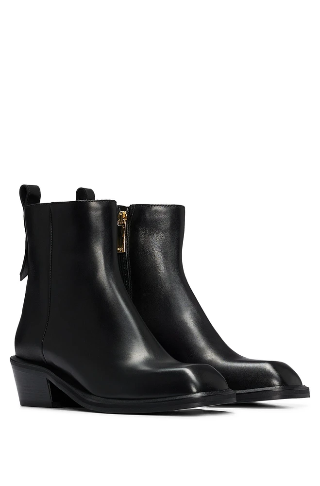 Italian-made ankle boots leather with squared toe