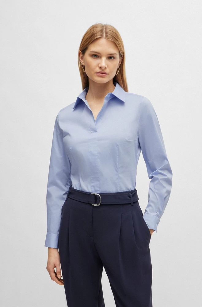 Slim-fit blouse a stretch cotton