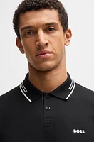 Stretch-cotton slim-fit polo shirt with branding