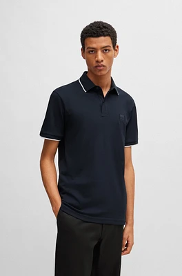 Slim-fit polo shirt stretch-cotton piqu