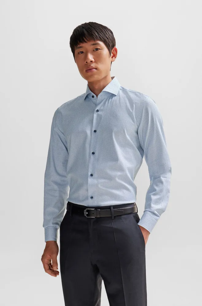 Slim-fit shirt printed Oxford stretch cotton