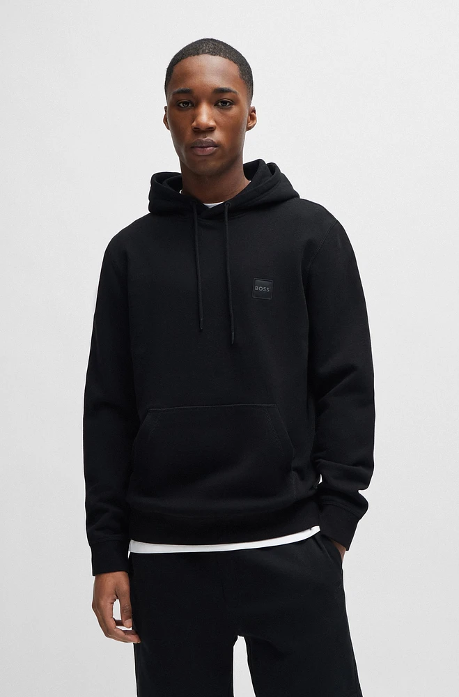 Regular-fit hoodie cotton terry with logo patch