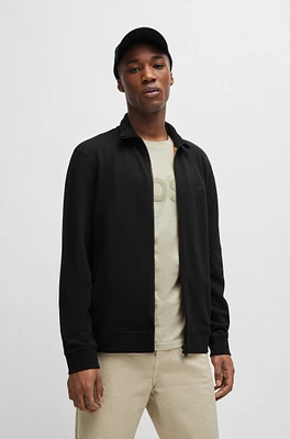 Zip-up jacket cotton terry with logo badge