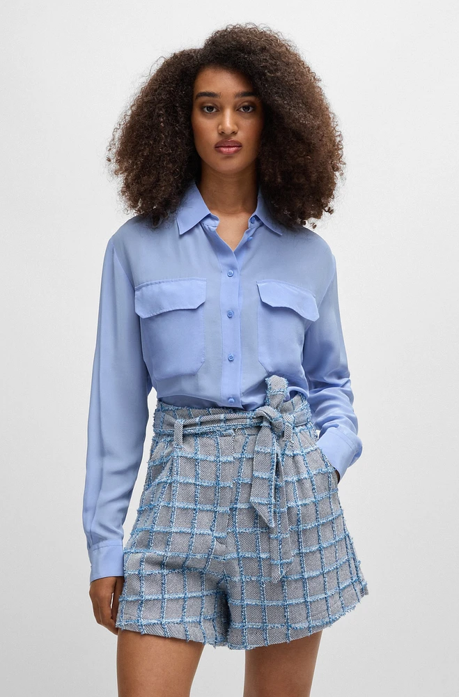 Relaxed-fit blouse sandwashed canvas with point collar