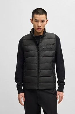 Water-repellent gilet with tonal logo