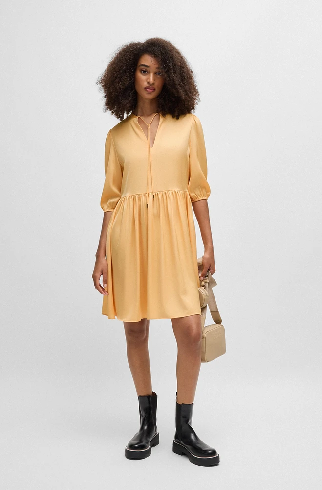 Hammered-satin dress with tie neckline