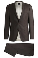Slim-fit suit micro-patterned stretch virgin wool