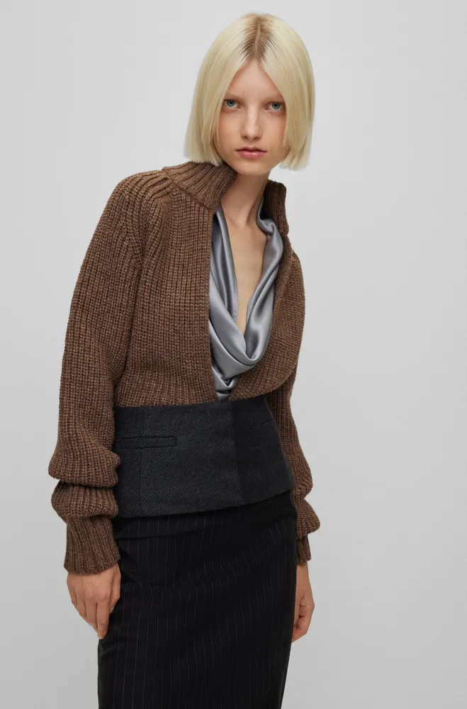 V-neck sweater a wool and silk blend