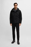 Down jacket comfort-stretch ripstop with hooded collar