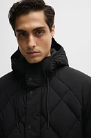 Down jacket comfort-stretch ripstop with hooded collar