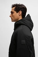 Down jacket comfort-stretch ripstop with hooded collar