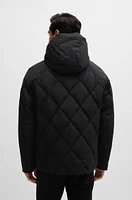 Down jacket comfort-stretch ripstop with hooded collar