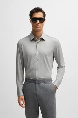 Slim-fit shirt melange performance-stretch jersey