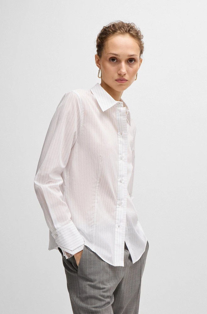 Long-sleeved blouse pinstripe cotton