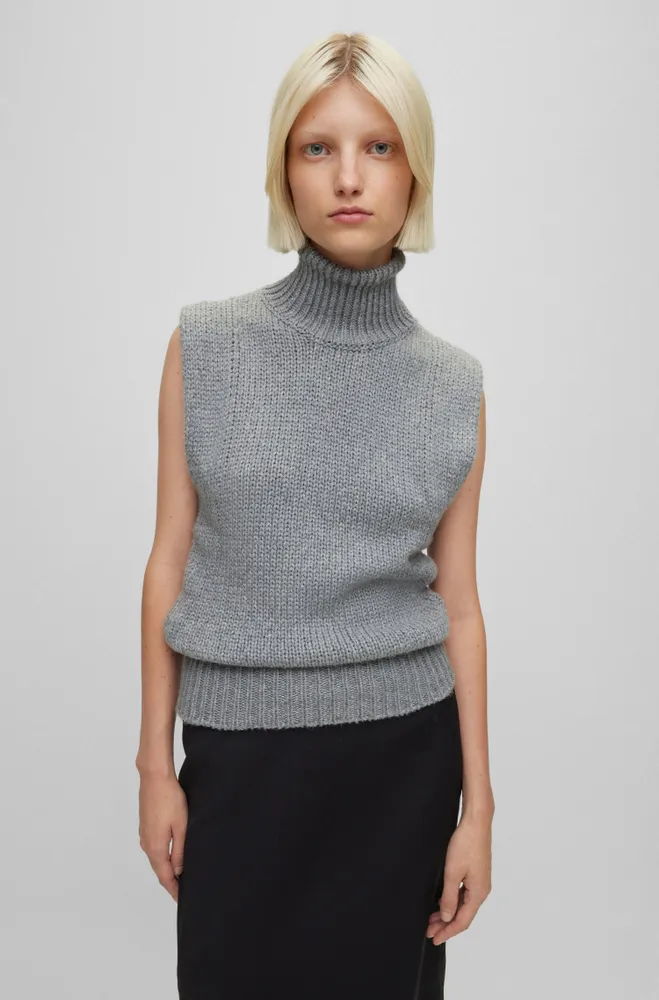 Cotton and wool-blend rollneck sweater vest