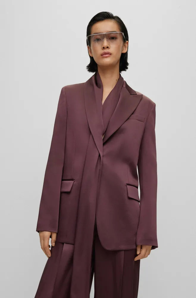 Single-breasted blazer with scarf detail