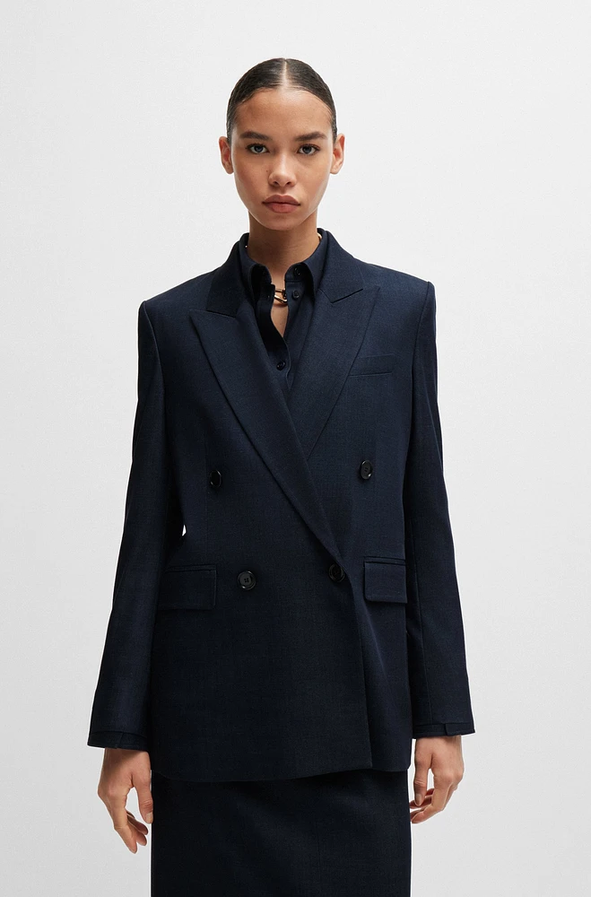 Regular-fit long-length jacket denim-effect twill