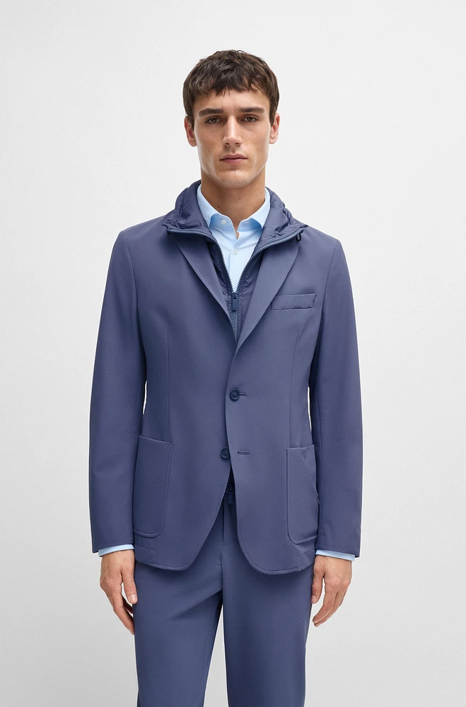 Water-repellent jacket slim fit with zip-up inner