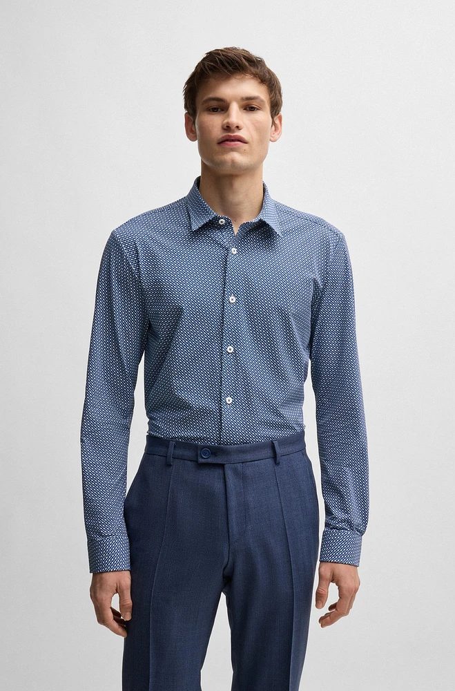 Slim-fit shirt monogram-print performance-stretch material
