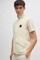 Padded mixed-material gilet with logo badge