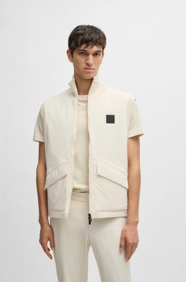 Padded mixed-material gilet with logo badge