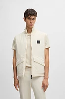 Padded mixed-material gilet with logo badge