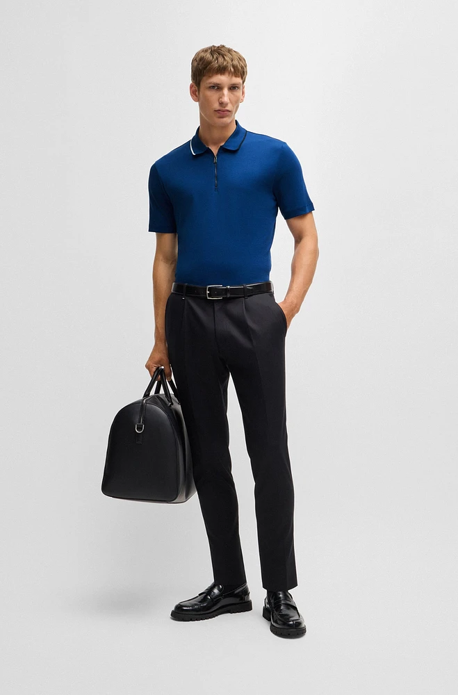 Zip-neck polo shirt interlock cotton