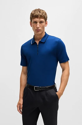 Zip-neck polo shirt interlock cotton
