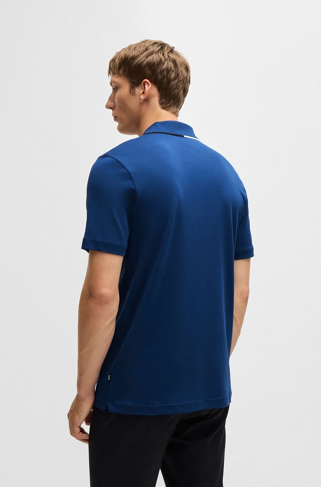 Zip-neck polo shirt interlock cotton